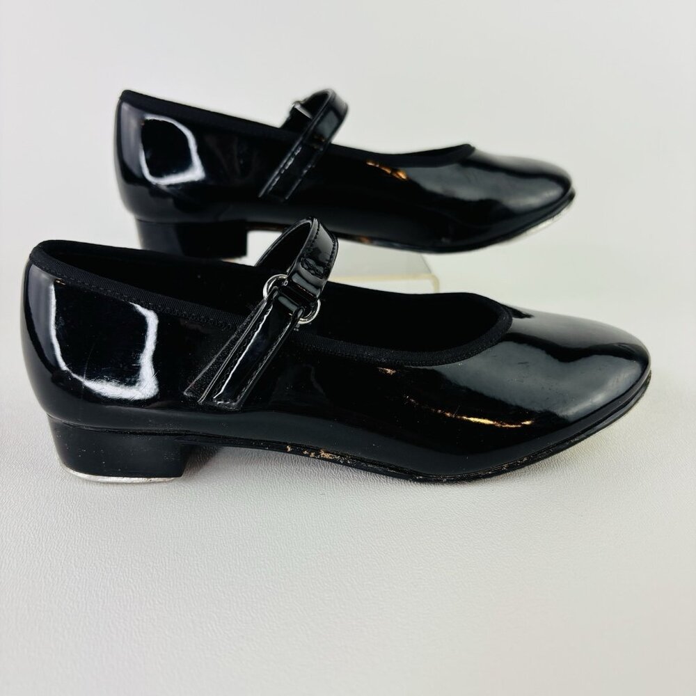 BCG Black Shiny Tap Dance Shoes Toddler Girls Children's Size 11 Narrow